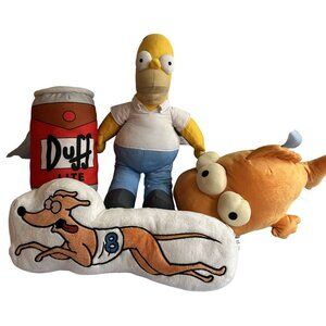 Simpsons 4-Piece Plush Collectible Set 2005 Universal Studios Homer Duff Lite Sa